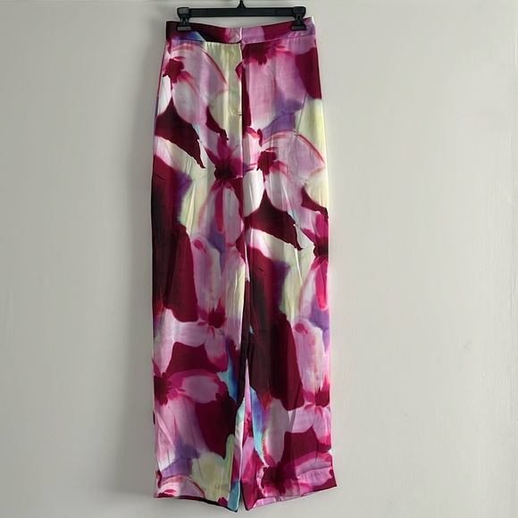 ZARA Satin Floral Print Palazzo Pant Trousers - Picture 4 of 16